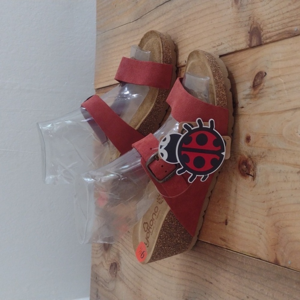 Yokono Leather Salmon Double Strap Platform Wedge Heel Sandals Size 9.5 NWT